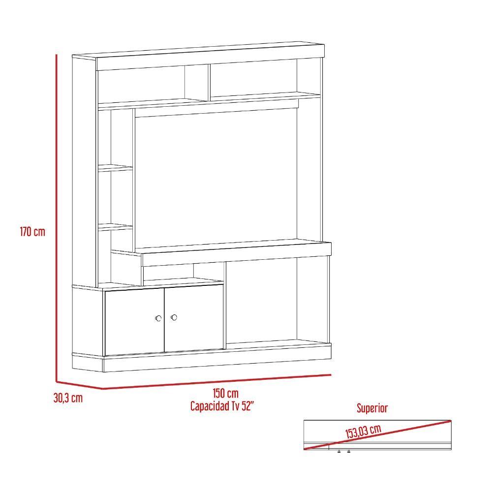 Centro de Entretenimiento Dante Duna 180 cm con Dos Puertas - Muebles para TV | Bylmo