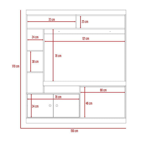 Centro de Entretenimiento Dante Duna y Wengue 180 cm con Dos Puertas - Muebles para TV | Bylmo