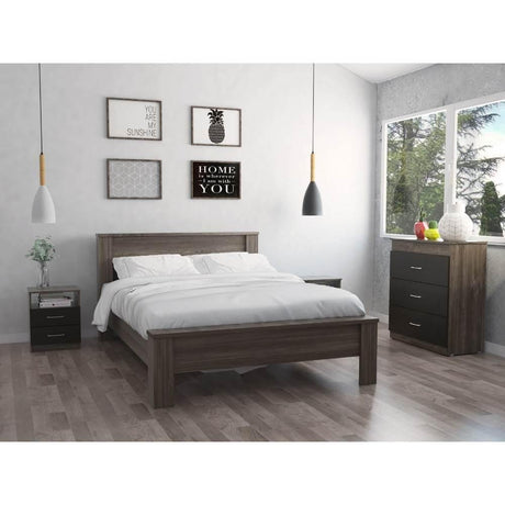 Combo Cama, Mesas de Noche y Rack para TV Nápoles Doble 140 cm Siena y Wengue - Camas | Bylmo