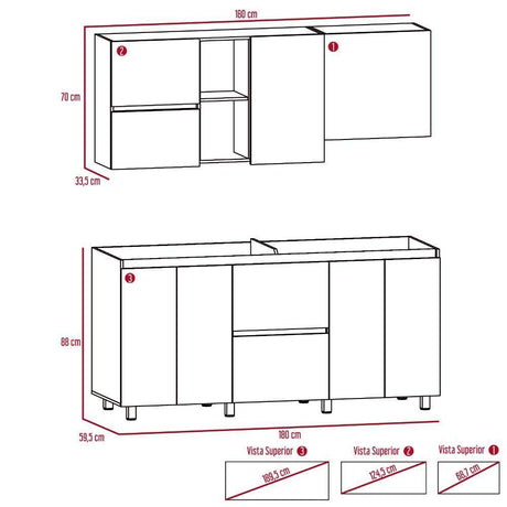 Cocina Bianca Habano 180 cm - Cocinas | Bylmo