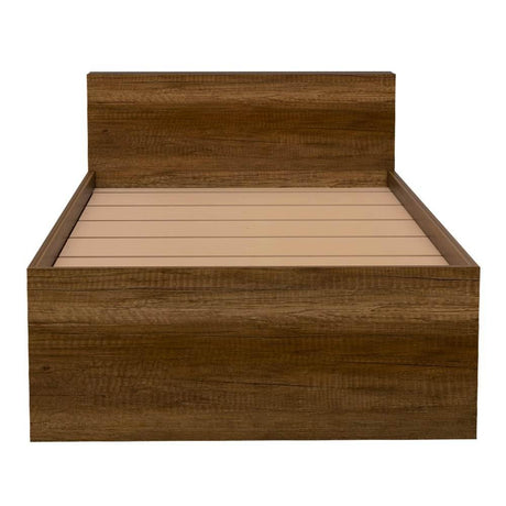 Cama Taipei Sencilla 100 cm Caramelo con Dos Cajones y Entrepaños - Camas | Bylmo