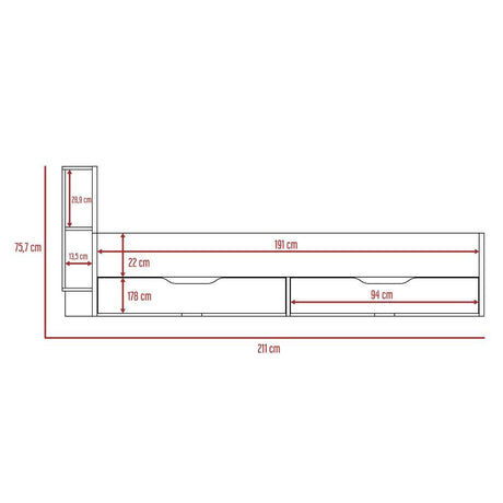 Cama Taipei Sencilla 100 cm Caramelo con Dos Cajones y Entrepaños - Camas | Bylmo