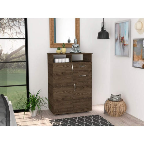 Closet Ponova Coñac 83 cm con Dos Puertas y Dos Cajones - Closets | Bylmo