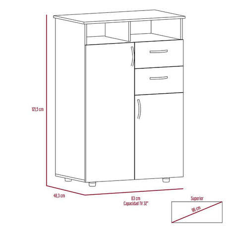 Closet Ponova Coñac 83 cm con Dos Puertas y Dos Cajones - Closets | Bylmo
