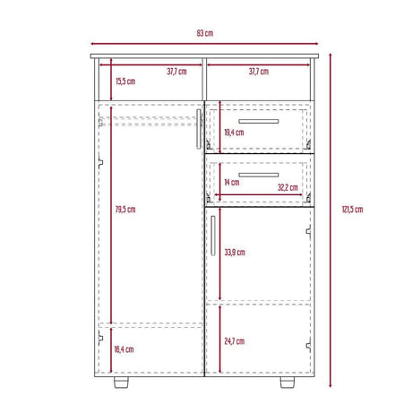 Closet Ponova Coñac 83 cm con Dos Puertas y Dos Cajones - Closets | Bylmo