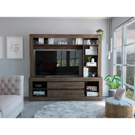 Centro de Entretenimiento Belga Coñac 200 cm con Dos Cajones - Muebles para TV | Bylmo