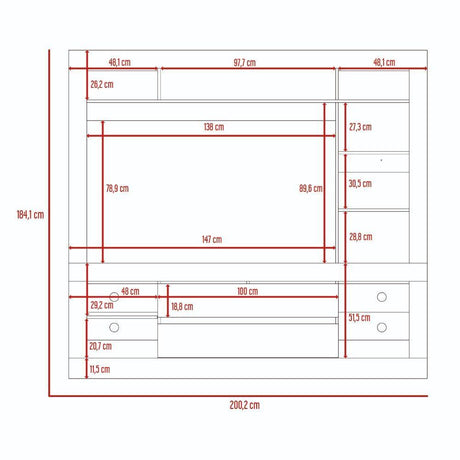 Centro de Entretenimiento Belga Coñac 200 cm con Dos Cajones - Muebles para TV | Bylmo