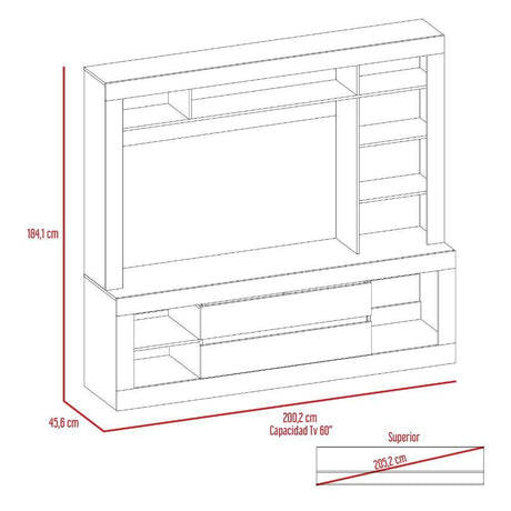 Centro de Entretenimiento Belga Coñac 200 cm con Dos Cajones - Muebles para TV | Bylmo