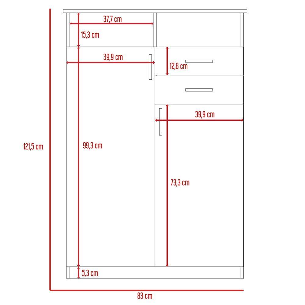 Closet Eco Wengue 83 cm con Dos Puertas y Dos Cajones - Closets | Bylmo