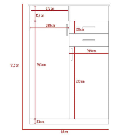 Closet Eco Wengue 83 cm con Dos Puertas y Dos Cajones - Closets | Bylmo
