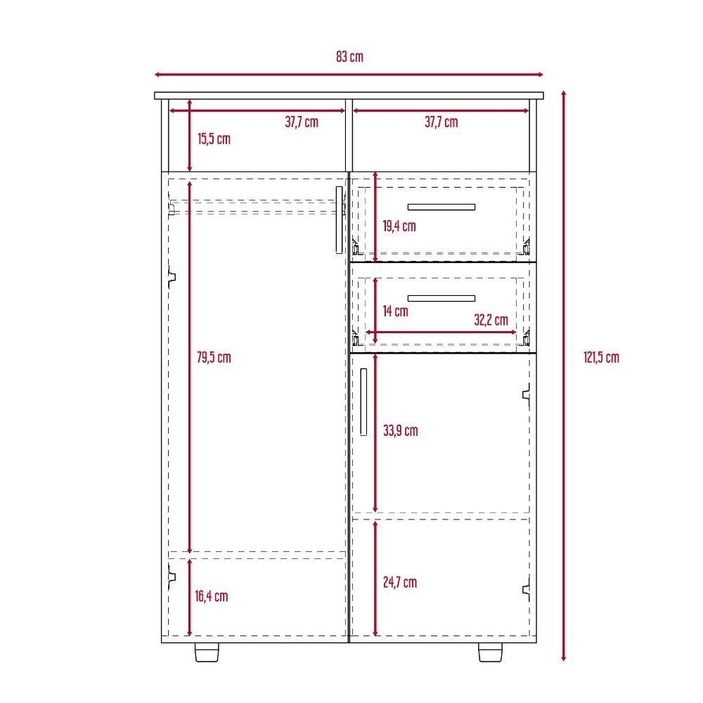 Closet Ponova Habano 83 cm con Dos Puertas y Dos Cajones - Closets | Bylmo