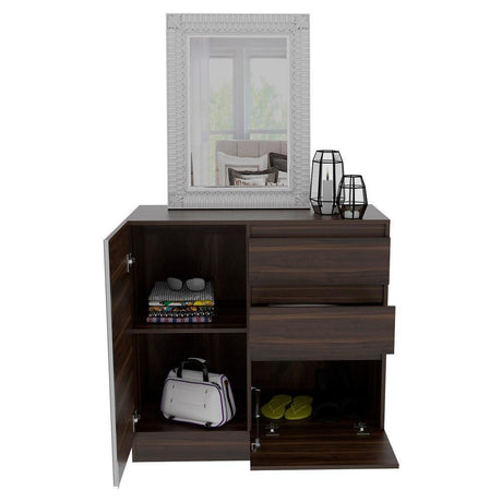 Cómoda Kamelor Habano 91 cm con Dos Cajones y Dos Puertas - Cajoneras | Bylmo