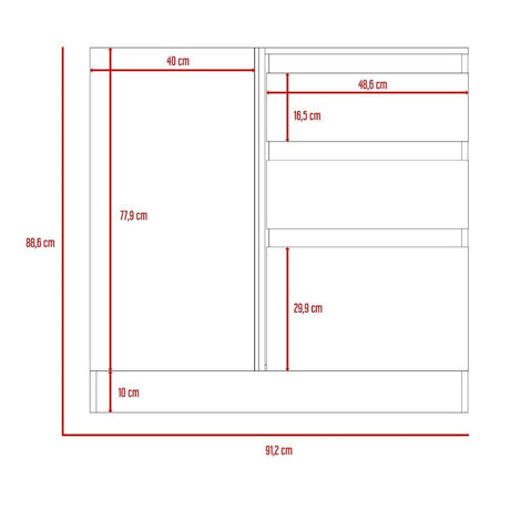Cómoda Kamelor Habano 91 cm con Dos Cajones y Dos Puertas - Cajoneras | Bylmo