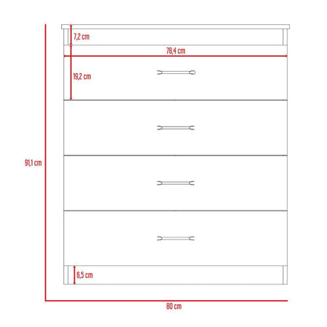 Cómoda Santino Habano 80 cm con Cuatro Cajones - Cajoneras | Bylmo