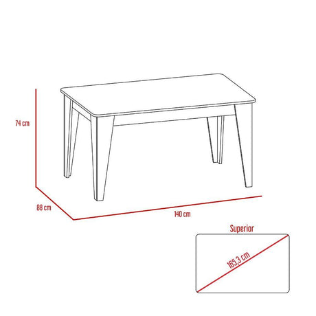 Comedor Torino Wengue 140 cm de Cuatro Puestos - Comedores | Bylmo