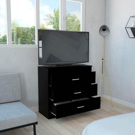 Cómoda Melia Wengue 80x75cm De Tres Hileras con Tres Cajones - Cajoneras | Bylmo