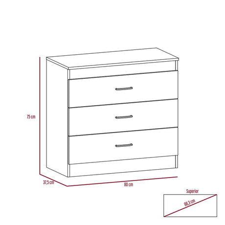 Cómoda Melia Wengue 80x75cm De Tres Hileras con Tres Cajones - Cajoneras | Bylmo