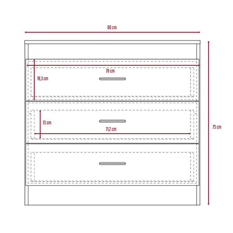 Cómoda Melia Wengue 80x75cm De Tres Hileras con Tres Cajones - Cajoneras | Bylmo