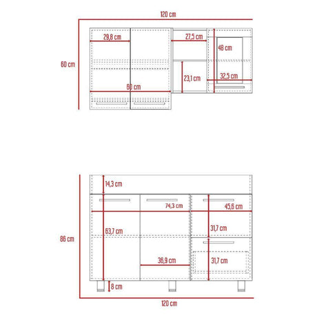 Cocina Toscana Sangria 120 cm Izquierda con Mesón - Cocinas | Bylmo