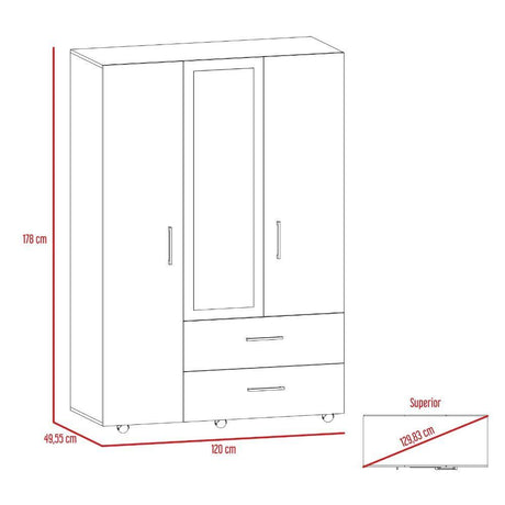 Closet Torino Wengue 120 cm con Seis Puertas y Dos Cajones - Closets | Bylmo