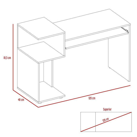 Combo Escritorio y Biblioteca Atlanter Wengue 120x81.5cm sin Cajones y con Organizador de Libros - Escritorios y Archivadores | Bylmo