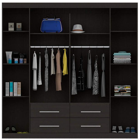 Closet Fira Wengue 200 cm con Cuatro Puertas y Cuatro Cajones - Closets | Bylmo
