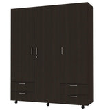 Closet Dominic Wengue 150 cm con Tres Puertas y Cuatro Cajones - Closets | Bylmo