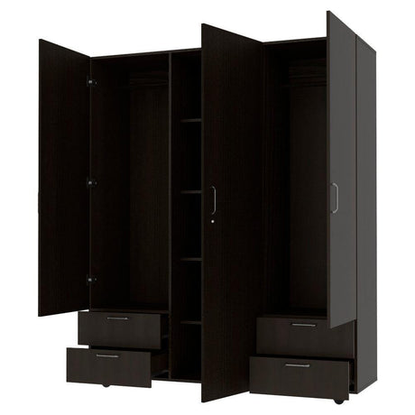 Closet Dominic Wengue 150 cm con Tres Puertas y Cuatro Cajones - Closets | Bylmo