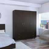 Closet Dominic Wengue 150 cm con Tres Puertas y Cuatro Cajones - Closets | Bylmo