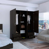 Closet Dominic Wengue 150 cm con Tres Puertas y Cuatro Cajones - Closets | Bylmo