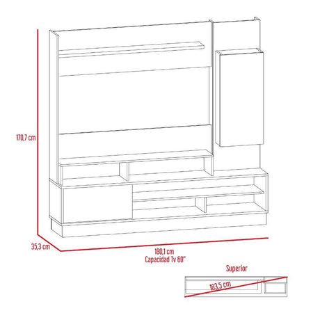 Centro de Entretenimiento Ravena Wengue 180 cm con Dos Puertas - Muebles para TV | Bylmo