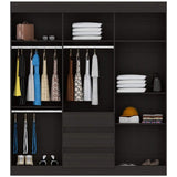 Closet Oslo Wengue 180 cm con Seis Puertas y Tres Cajones - Closets | Bylmo