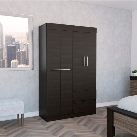 Closet Caoba Wengue 120 cm con Cuatro Puertas y Dos Cajones - Closets | Bylmo