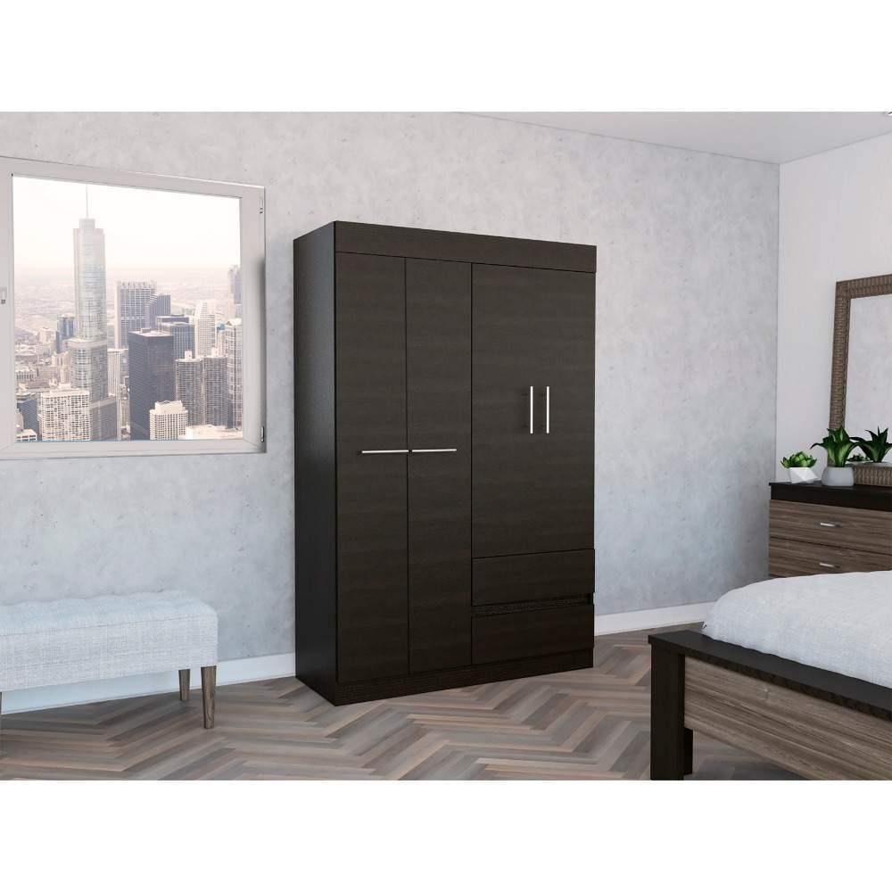 Closet Caoba Wengue 120 cm con Cuatro Puertas y Dos Cajones - Closets | Bylmo