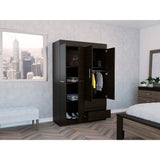 Closet Caoba Wengue 120 cm con Cuatro Puertas y Dos Cajones - Closets | Bylmo