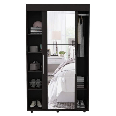 Closet Bennet Wengue 105 cm con Espejo y Dos Puertas - Closets | Bylmo