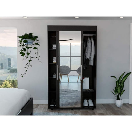 Closet Bennet Wengue 105 cm con Espejo y Dos Puertas - Closets | Bylmo