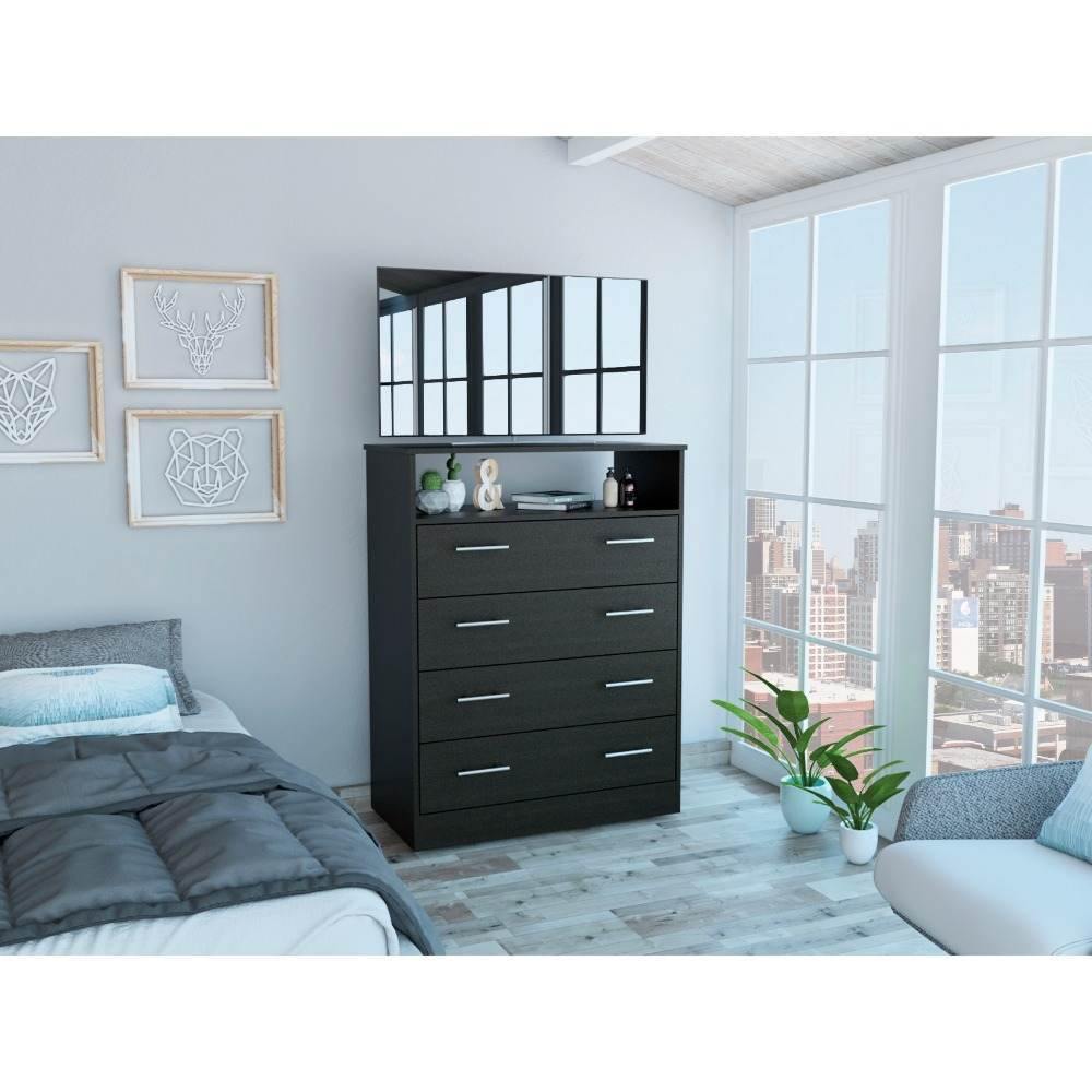 Cómoda Perú Wengue 91 cm con Cuatro Cajones y Una Puerta - Cajoneras | Bylmo