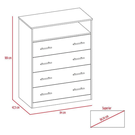 Cómoda Perú Wengue 91 cm con Cuatro Cajones y Una Puerta - Cajoneras | Bylmo