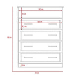 Cómoda Perú Wengue 91 cm con Cuatro Cajones y Una Puerta - Cajoneras | Bylmo