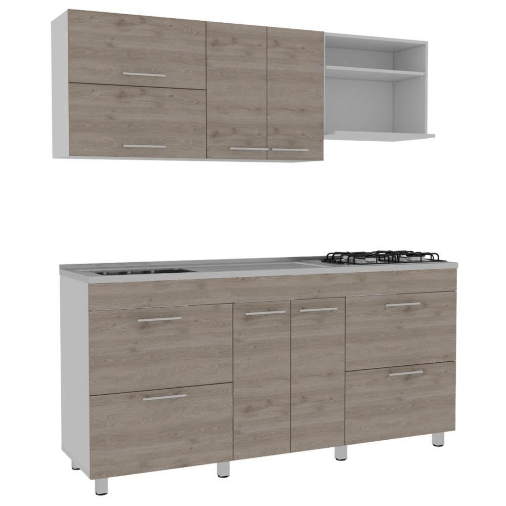 Cocina Granada Ceniza 180 cm Izquierda con Mesón - Cocinas | Bylmo