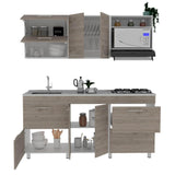 Cocina Granada Ceniza 180 cm Izquierda con Mesón - Cocinas | Bylmo