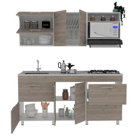 Cocina Granada Ceniza 180 cm Izquierda con Mesón - Cocinas | Bylmo