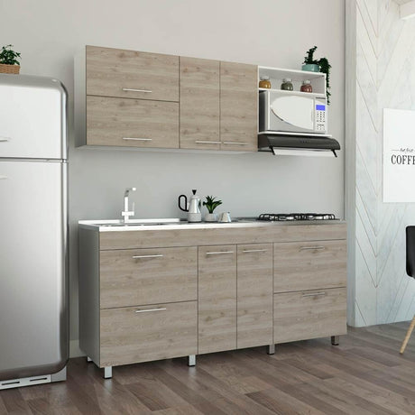 Cocina Granada Ceniza 180 cm Izquierda con Mesón - Cocinas | Bylmo