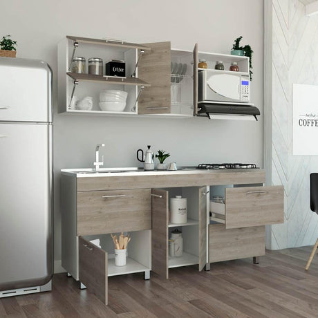 Cocina Granada Ceniza 180 cm Izquierda con Mesón - Cocinas | Bylmo