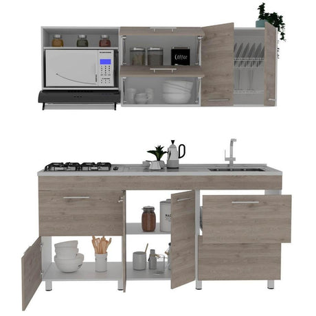 Cocina Granada Ceniza 180 cm Derecha con Mesón - Cocinas | Bylmo