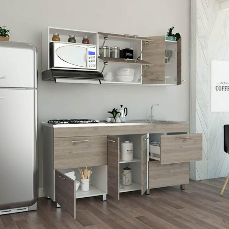 Cocina Granada Ceniza 180 cm Derecha con Mesón - Cocinas | Bylmo