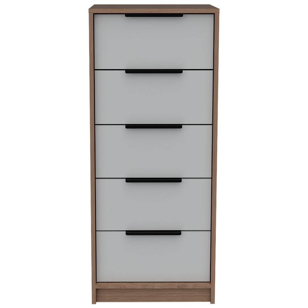Cómoda Kaia Miel y Blanco 46x107cm De Cinco Hileras con Cinco Cajones - Cajoneras | Bylmo