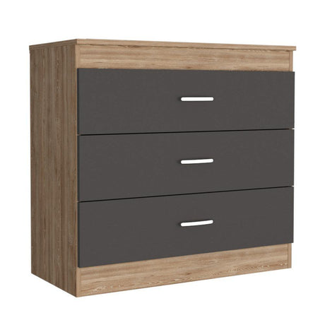 Cómoda Melia Miel y Plomo 80 cm con Tres Cajones - Cajoneras | Bylmo