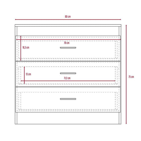 Cómoda Melia Miel y Plomo 80 cm con Tres Cajones - Cajoneras | Bylmo
